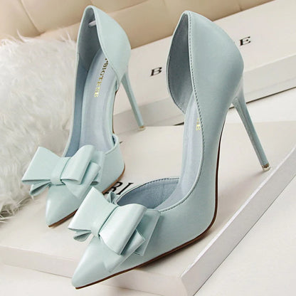 Leather Butterfly-knot High Heels