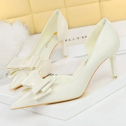 Leather Butterfly-knot High Heels