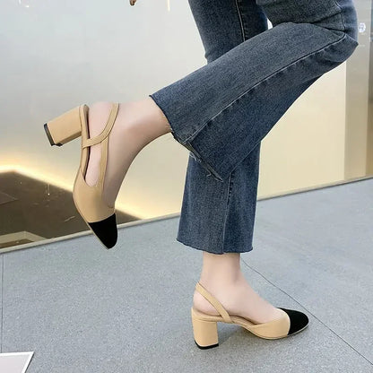 Fashion Square Mid Heel Shoes